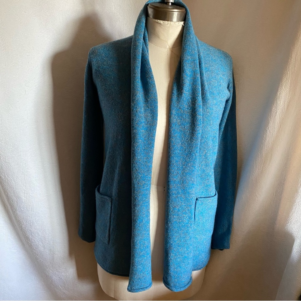Babaton Aritzia wool cashmere melange blue open Cardigan.